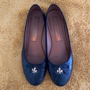 Tory Burch Black Leather Charm Ballet Flat
